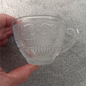 7 Vintage Sandwich Glass Fleur De Lis Punch Cups Glasses